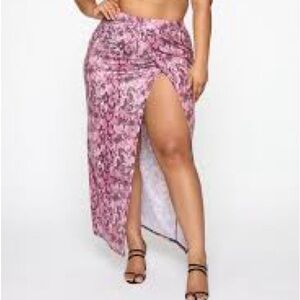 FASHION NOVA Pink Leopard Maxi Skirt